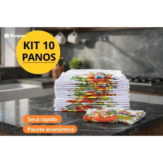 Pano de Prato Grosso 100% Algodão | Kit Com 10 Panos | Super Absorvente