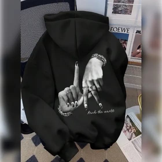 Moletom com Capuz de Manga Longa Estilo Casual Solto com Estampa