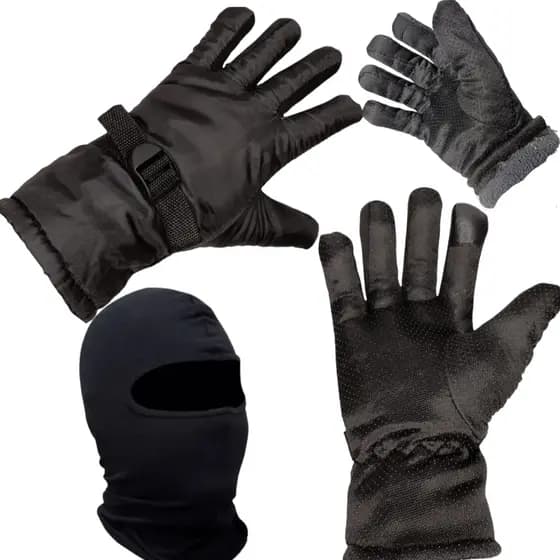 Kit Luva Proteção Frio Inverno Forrado Pelinho Moto Motoqueiro Motoboy Touch + Touca Balaclava Ninja