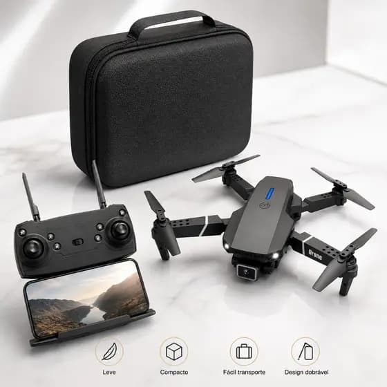 Drone E88 Pro 4K Câmera Dupla Wi-Fi Dobrável Controle Remoto com 1 Bateria