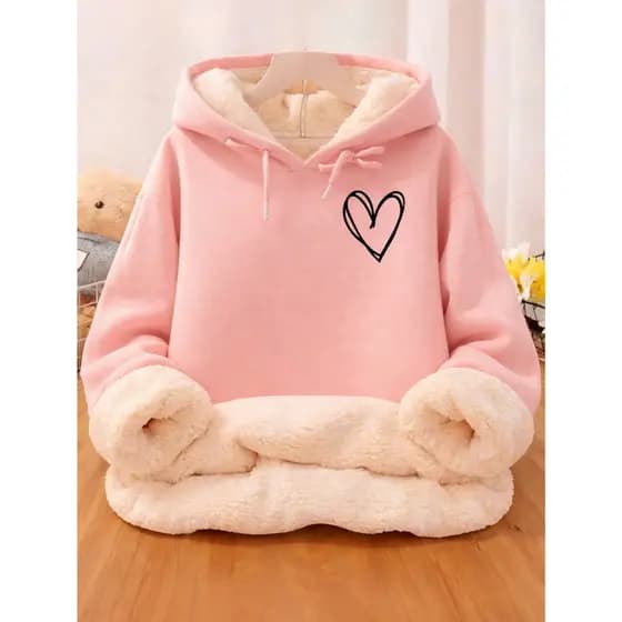 Moletom Feminino Grosso Forrado Térmico Casual Macio Luxo Inverno Elegante Premium