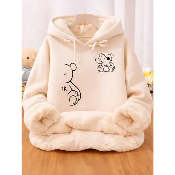 Moletom Peluciado Feminino Pelinho Interno Casual Luxo Macio Quente Inverno Elegante Moda
Preto