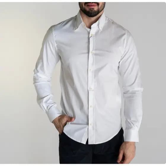 Camisa Social Manga Longa Masculina Slim Fit Lisa P0|_0 algodão