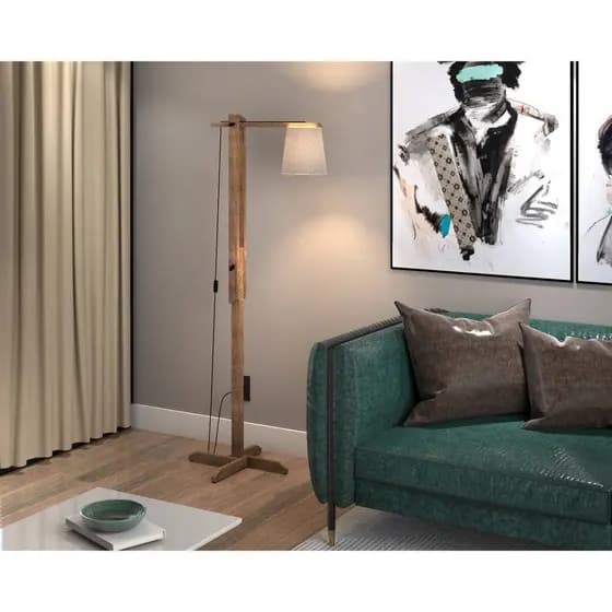 Luminária de Chão Rubi Articulada Madeira Maciça Ideal Sala Quarto Escritorio Leitura