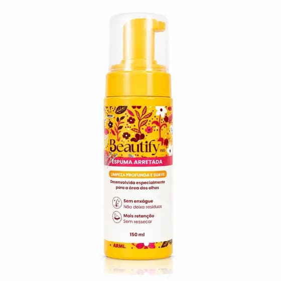 Beautify Pro Espuma de Limpeza 150ml para Extensão de Cílios Sem Enxágue Profissional e Home Care Aumenta Retenção e Aro