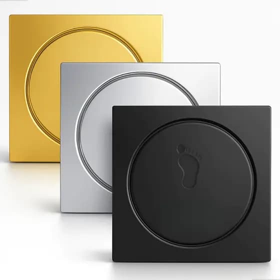 Kit 1/2 Ralo Inteligente Quadrado 10x10Cm Preto Cromado Dourado Click Inox Banheiro Lavabo Veda Cheiro ES