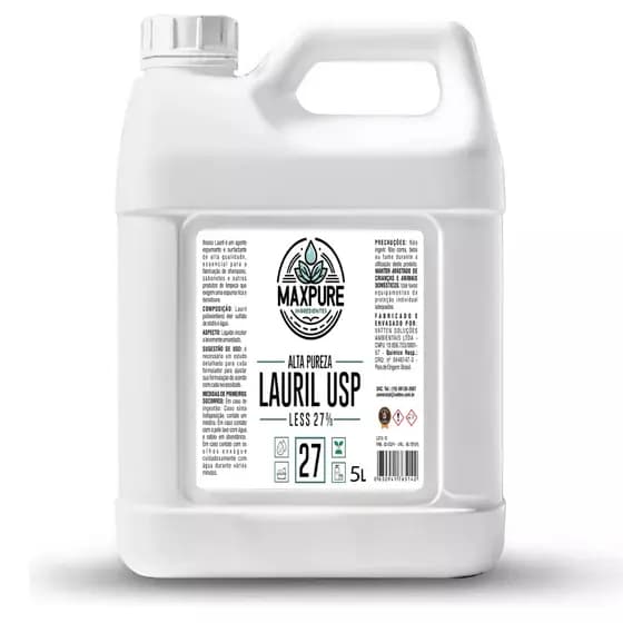 Lauril Líquido 5L Max Pure Para Sabonete Shampoo Higiene Pessoal Espuma Cosmético Limpeza Detergente