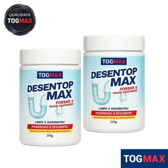 Kit 2un Desentupidor Desentop Max 250g Limpa Fossa Séptica E Caixa De Gordura Togmax
