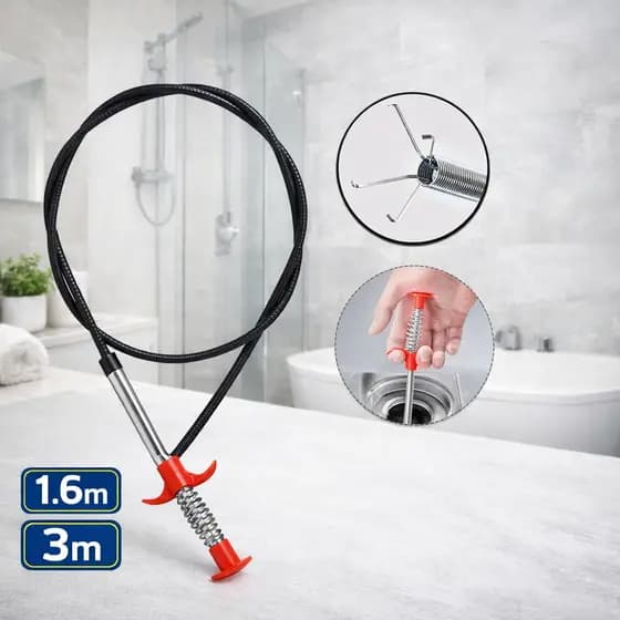 Desentupidor de Ralo Flexível 1,6m e 3m Garra Pega Cabelo Para Pia Banheiro Cozinha limpa Cano