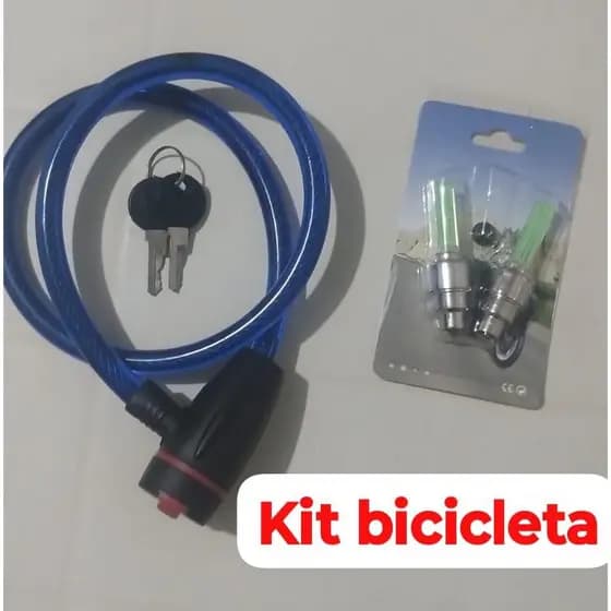 Kit Segurança e Visibilidade: Cadeado de Aço Articulado 80cm + Par de Leds de Válvula para Bicicleta