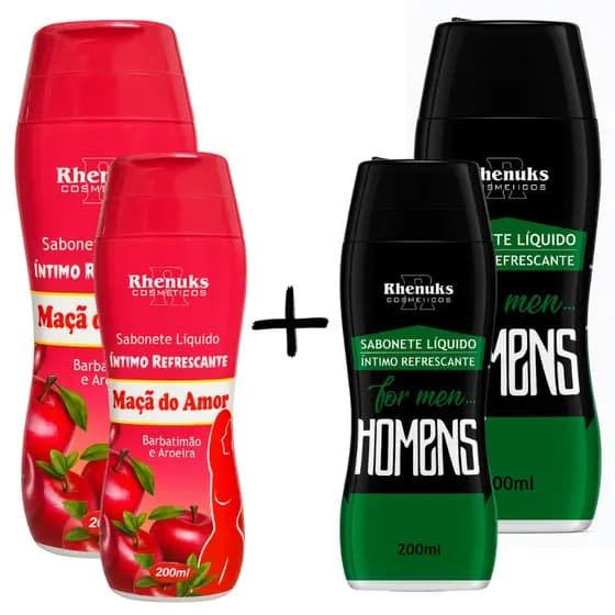 Kit 4 Sabonetes Líquido Íntimos Rhenuks Masculino e Feminino