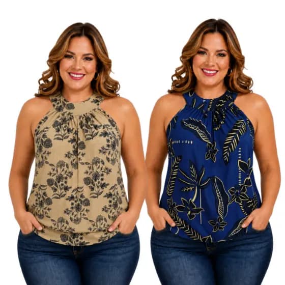 Kit 2 Blusa Feminina Estampada Casual Moderna Verão Confortável