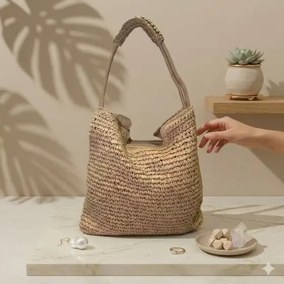 XY Bolsas.Bolsa de palha Bolsa de praia Bolsa de ombro