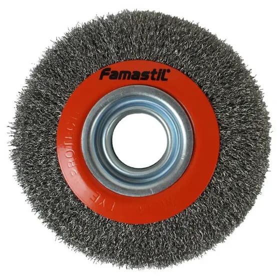 Escova de Aço Circular Famastil 6” com Furo 1.1/4” — Para Limpeza e Desbaste de Metais