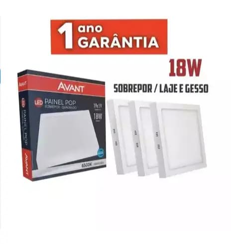Painel Led Plafon Luminaria 18w Quadrado Sobrepor 6500k Branco Frio ( 12 Meses de Garântia )