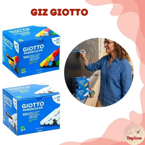 Giz Escolar Giotto Robercolor Hipoalergênico Branco Colorido Lousa Dermatologicamente testado