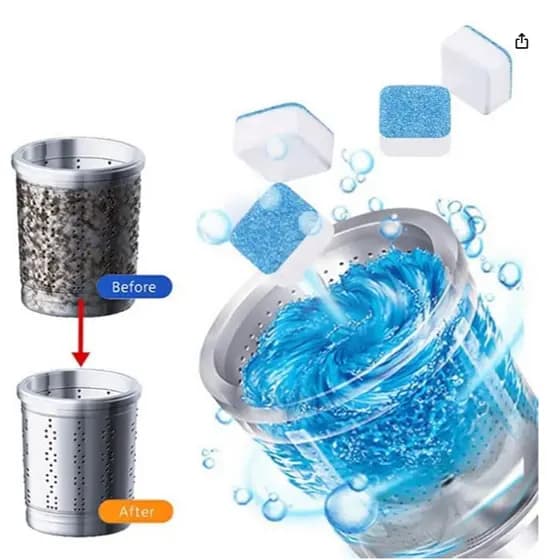 KIT 12 Pastilhas para Limpeza Máquinas de Lavar Roupas Efervescentes Multifuncional