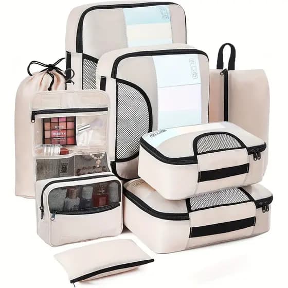 Kit 8peças Conjunto De Bolsas De Compressão Oxford Acessórios De Mala Armazenamento De Roupas TIKO