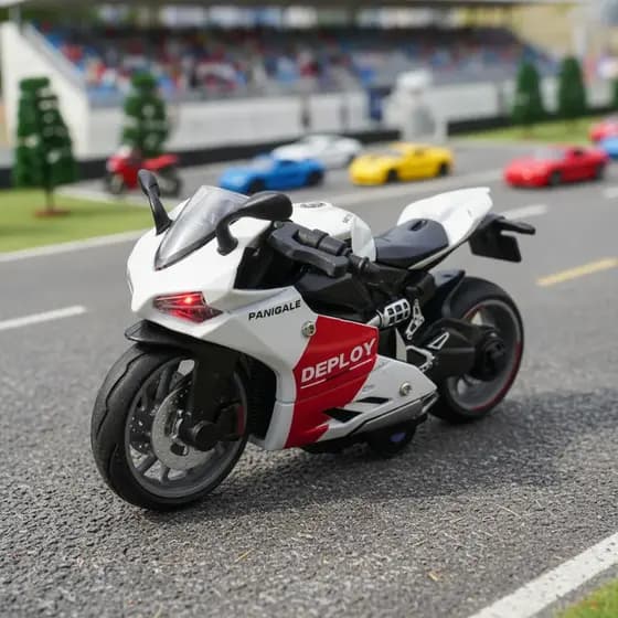 Miniatura Moto Brinquedo De Ferro Infantil Fricção Som E Luz com acelerador na manopla