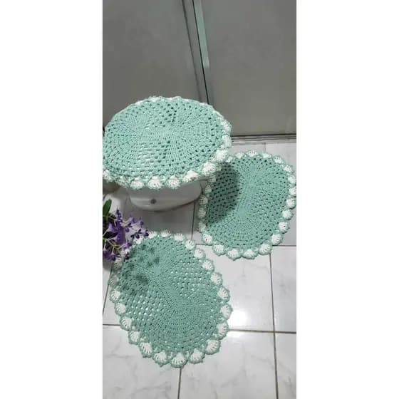 Jogo de tapete Banheiro 3 peças croche jogo de banheiro
