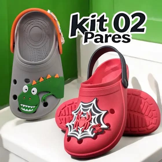 Kit 2 Pares Sandália Babuche Menino Confotável Chinelo Infantil Macio