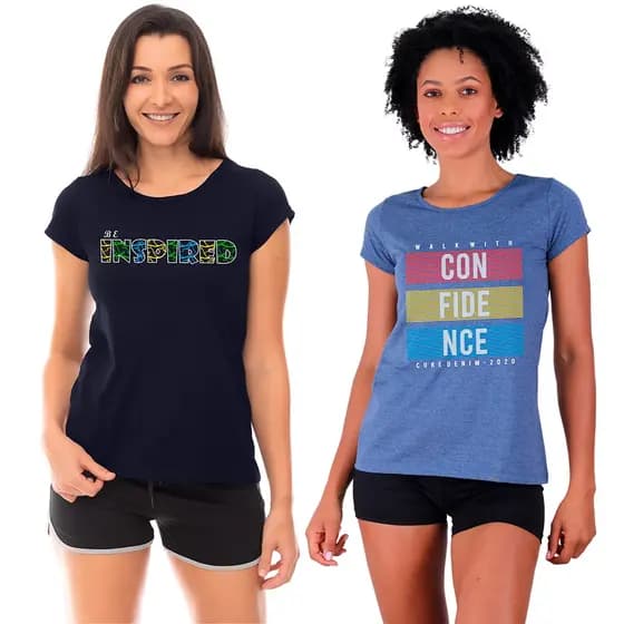 Kit 2 Camisa Babylook MXD Conceito Feminino Academia Treino Musculação Lazer Exercício Físico