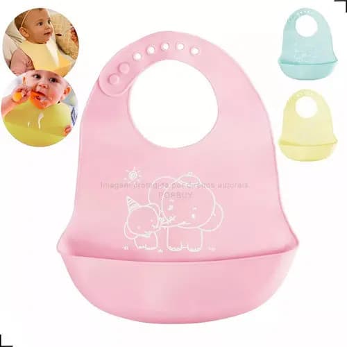 Babador De Silicone Com Cata Migalhas Impermeável Bebe