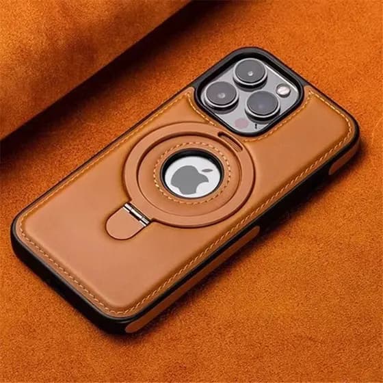 Nova Capa De Couro Resistente A Choques Para iPhone 16 15 14 13 12 11 Pro Max Original Com Suporte Embutido Magsafe