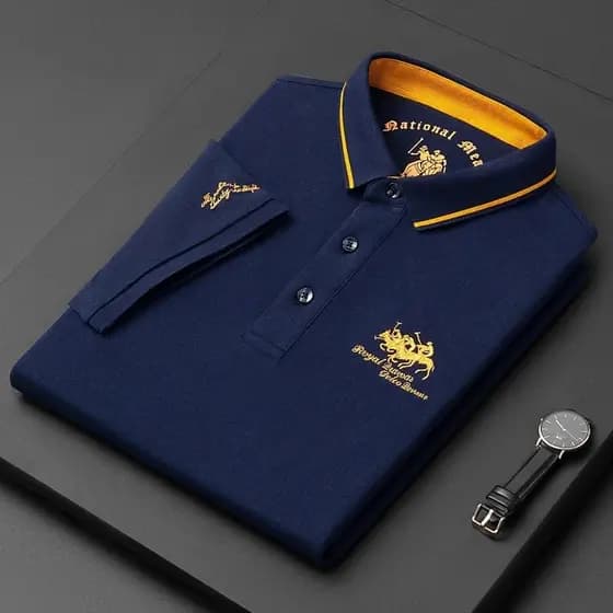 Novo estilo de Polo de verão, 2024, camisa Polo bordada de manga curta masculina, Polo de lapela Casual de negócios de a