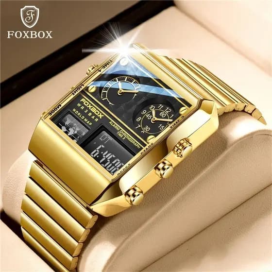Relógio Digital masculino LIGE Top Marca de Luxo dos homens De Ouro Inoxidável Relógio À Prova D' Água Relógio dos homen