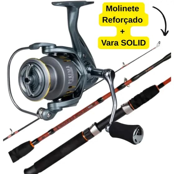 Kit Pesca Molinete 6000 - Vara Albatroz Solid 1,80m 20-40 LBS Pesca Esportiva