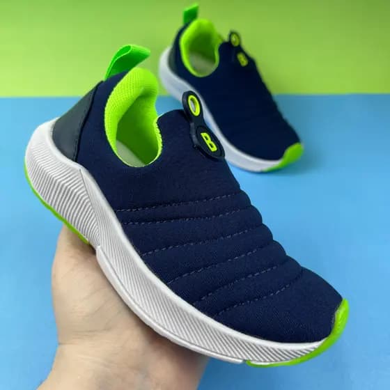 Tênis Infantil Meia Slip On Menino Menina Escolar Lazer Calce Fácil Confortável Antiderrapante Macio
