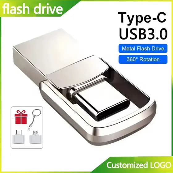 Unidade flash dois em um TYPE-C e USB3.0 Unidade flash USB para carro de 32 GB-2 TB