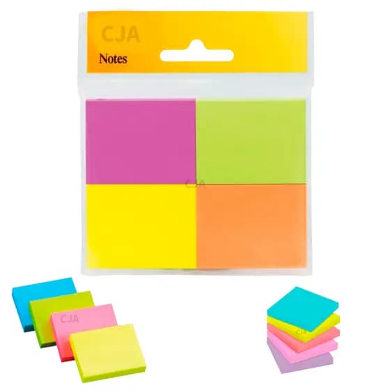 1 Bloco de Anotações Colorido, 4 cores Auto adesivo, Organização, Post-it para Escola/Escritório/Faculdade.