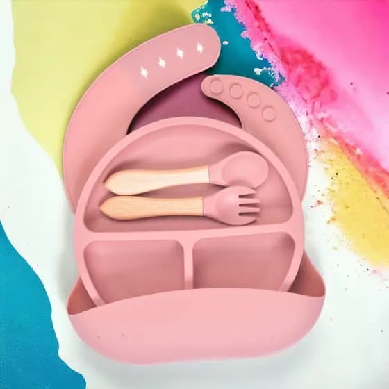Kit Papinha de silicone para bebê 3 PCS/Conjunto Prato De Jantar e refeição