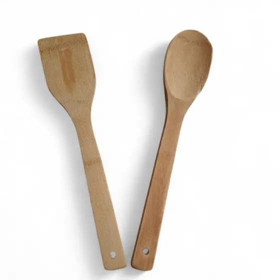 Kit UtensíliosPara Cozinha Talheres de Bambu 2 peças