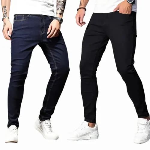 kit calças jeans masculina skinny com elastano corte moderno basico original NF