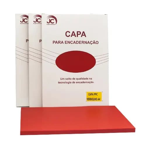 Capa PP Couro Vermelho A4 50 un