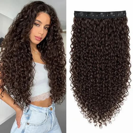 Aplique Tic Tac Cacheado Cabelo Castanho Preto Humano Tela Fibra Orgânico Alongamento Encaracolado Loiro Mega Hair 60cm