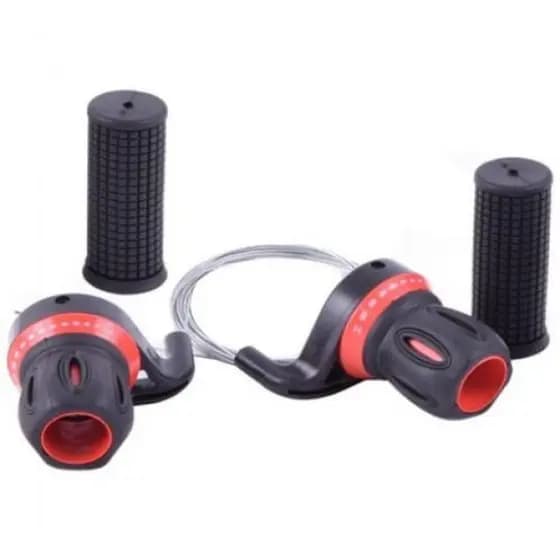Trocador Marcha Bicicleta Passador de Cambio Alavanca Grip Shift 21V. C/Cabos + Conduites e Manoplas