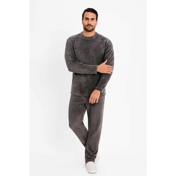 (Aprovado) Pijama Masculino Fleece para Frio Inverno Plus Size Quentinho Marido