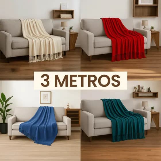 Manta 3M para Sofá King Gigante 100% Algodão 3,00 x 1,80 Protetor Decoração