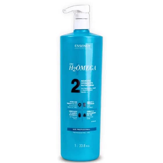 Máscara Hidratante Série H2Ômega 1L Essendy Profissional - Tratamento Capilar para cabelos desidratados Hidratação Profu