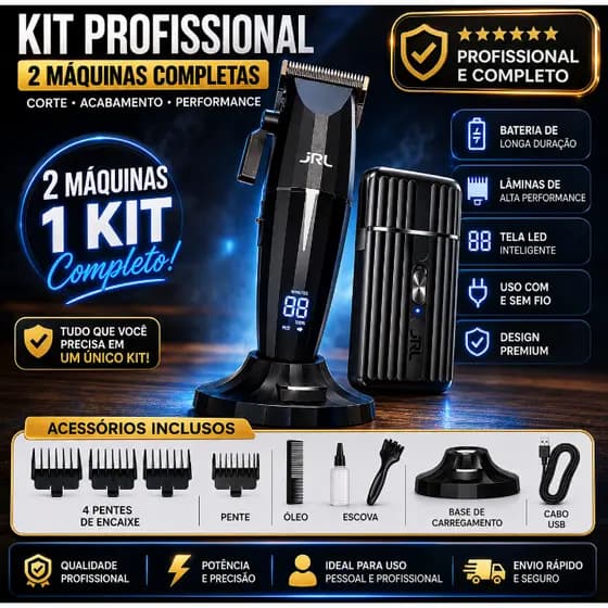 Kit Maquina Jrl Corte Onyx + Shaver Jrl Onyx Profissional Bivolts + BRINDE 1 Ano de Garantia JRL