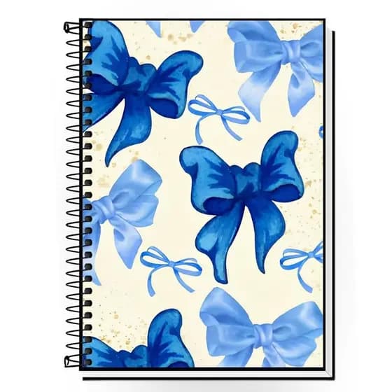 Caderno Escolar Tema Laço | Cute & Delicado | Capa Dura com Espiral | 1, 10, 15 e 20 Matérias | Diversos Modelos