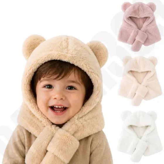 Touca Infantil de Pelúcia Com Orelhas Menino Menina De Inverno Frio Com Forro