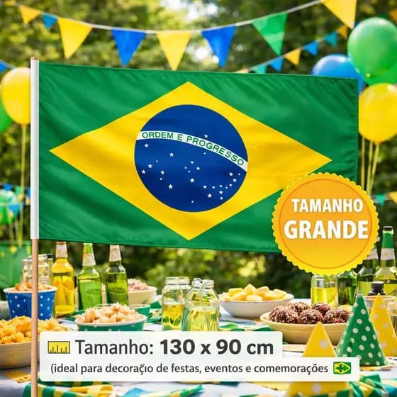 Bandeira Do Brasil Grande 130x90 Com Espaço Para Bastão Copa