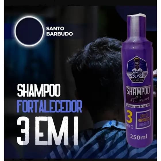 Shampoo Antiqueda Com Tônico Capilar Cresce Cabelo Fortalece e Hidrata 250ML Santo Barbudo