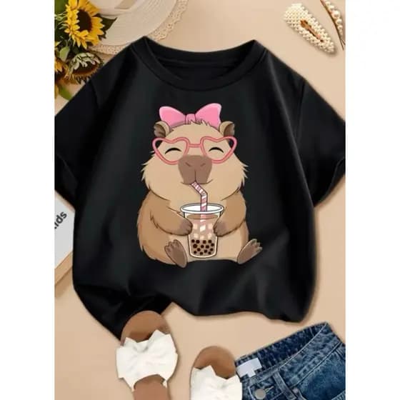 Camiseta Feminina Capivara Cor Óculos Adulto Varias Cores 100% Algodão Envio Imediato
