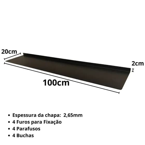 Prateleira Metal Flutuante Livros Quadros Multiuso Canaleta